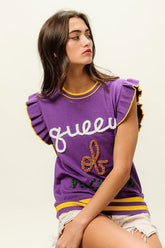 BiBi Queen Of Mardi Ruffled Armhole Sleeveless Knit Top OutfitFlow